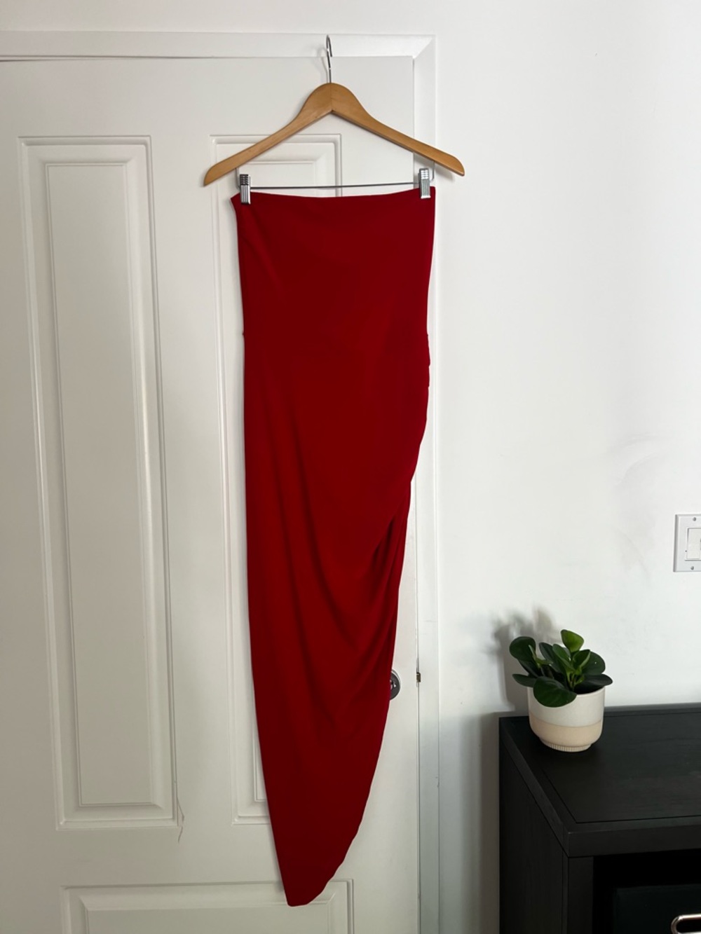 Norma Kamali Red Asymmetrical Maxi Skirt